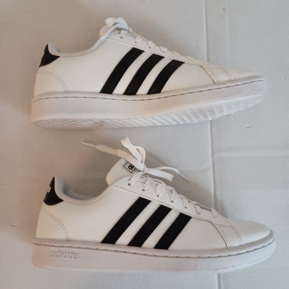 Adidas Grand Court White Sneakers w/ Black Stripes Women’s Size 8 - Picture 7 of 15